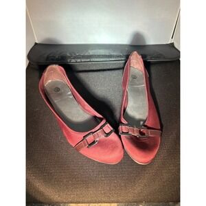 Softspots Ballet Flats Burgundy Wine Pointed‎ Toe Buckle Comfort Shoes